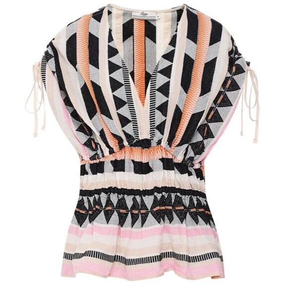 Devotion Twins Boho Chic Hippie Striped Sleeveless Blouse Top Size S Geometric - Picture 1 of 11